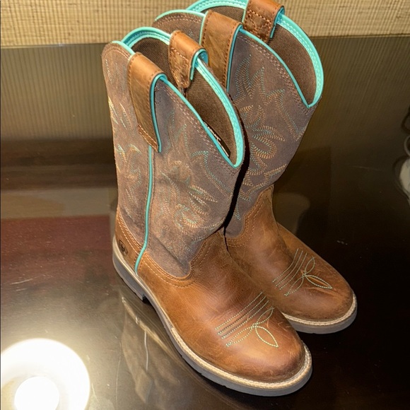 Ariat Other - NWOT Kids Ariat Brown Boots with Teal Trim